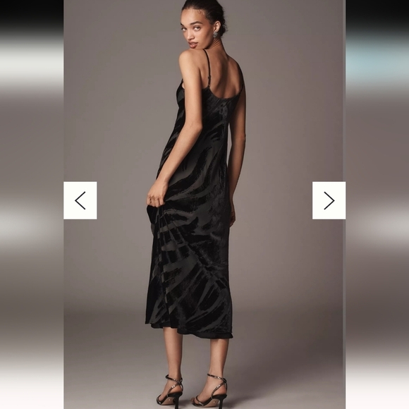 NWT Anthropologie Black Cowl Neck Velvet Lacexslip Dress Size XS - Picture 7 of 9